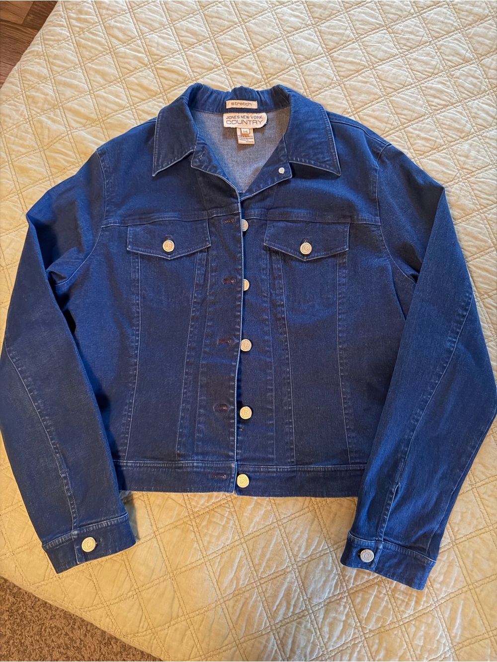 Jones New York Navy Blue Denim Shirt Jacket size 14
